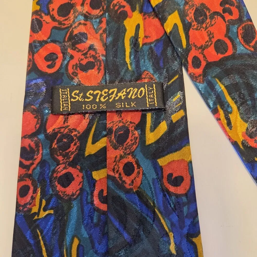 Stefano Rossini Abstract Print 100% Silk Tie Vintage Men’s Silk Tie
